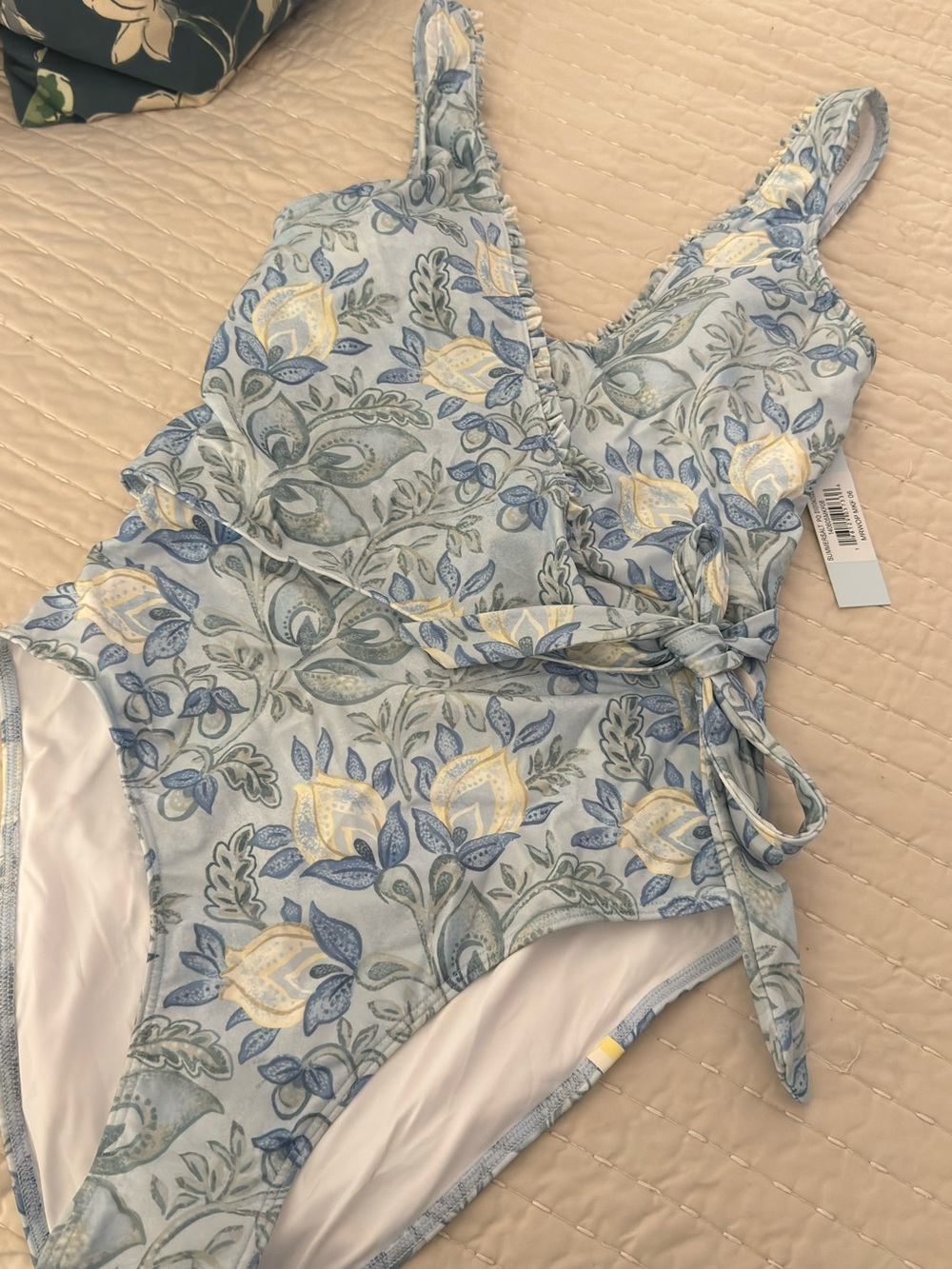 summersalt Light Blue & White Floral Wrap Swimsuit - Picture 2 of 2
